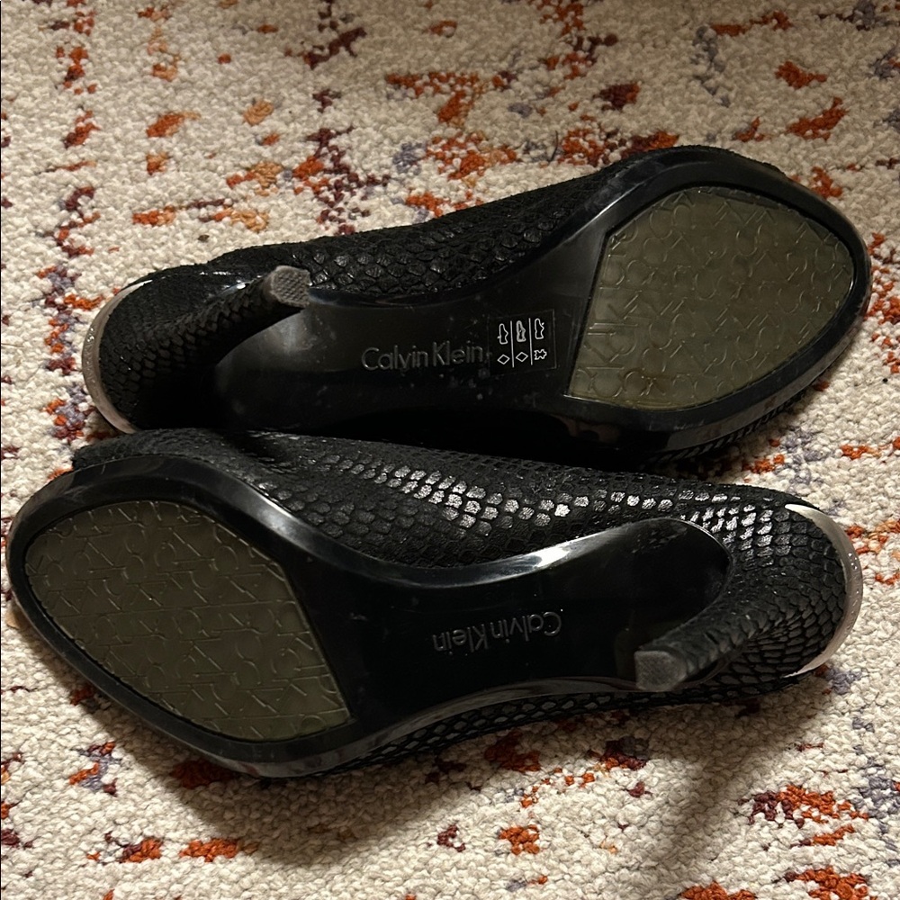 Calvin Klein Black Textured Mules - Picture 3 of 4